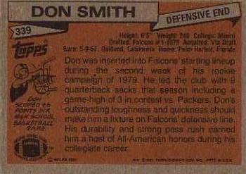 1981 Topps #339 Don Smith Back