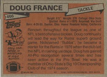 1981 Topps #466 Doug France Back