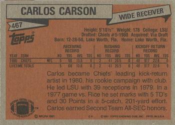 1981 Topps #467 Carlos Carson Back