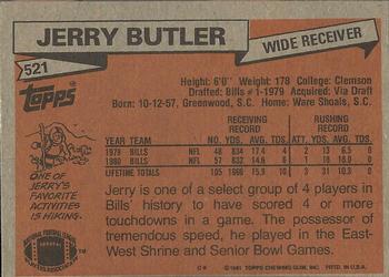 1981 Topps #521 Jerry Butler Back