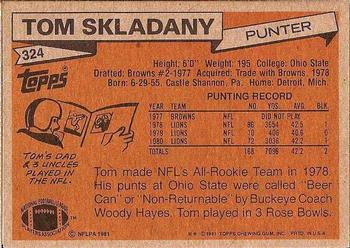 1981 Topps #324 Tom Skladany Back