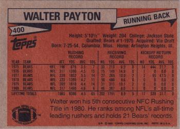 1981 Topps #400 Walter Payton Back