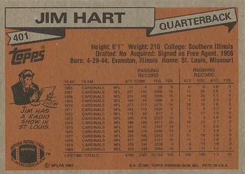 1981 Topps #401 Jim Hart Back