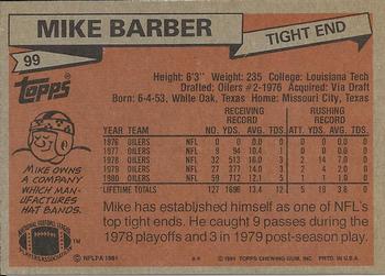 1981 Topps #99 Mike Barber Back