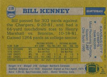 1982 Topps #119 Bill Kenney Back
