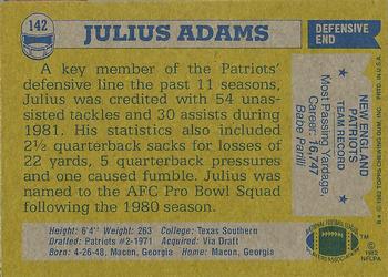 1982 Topps #142 Julius Adams Back