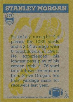 1982 Topps #157 Stanley Morgan Back