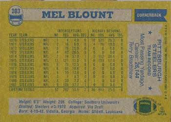 1982 Topps #203 Mel Blount Back