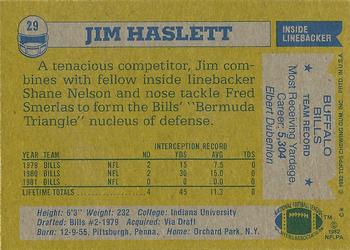 1982 Topps #29 Jim Haslett Back