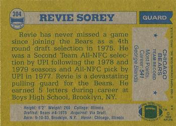 1982 Topps #304 Revie Sorey Back