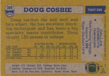 1982 Topps #309 Doug Cosbie Back