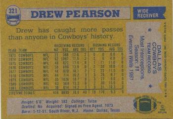 1982 Topps #321 Drew Pearson Back