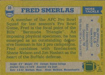 1982 Topps #35 Fred Smerlas Back