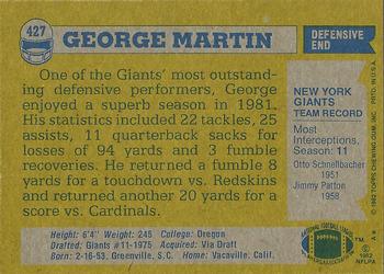 1982 Topps #427 George Martin Back