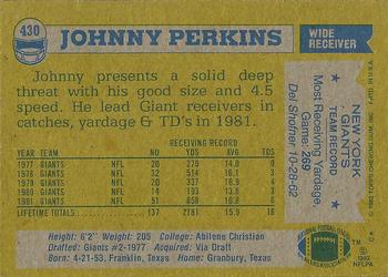 1982 Topps #430 Johnny Perkins Back