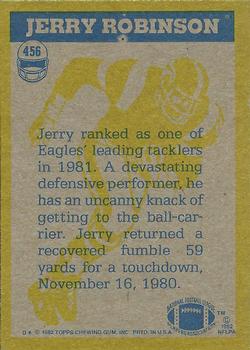 1982 Topps #456 Jerry Robinson Back