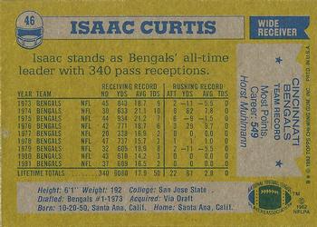 1982 Topps #46 Isaac Curtis Back