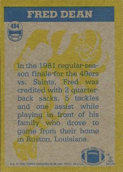 1982 Topps #484 Fred Dean Back