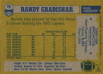 1982 Topps #79 Randy Gradishar Back