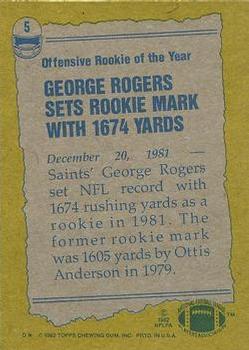 1982 Topps #5 George Rogers Back