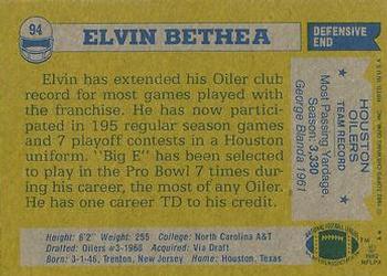 1982 Topps #94 Elvin Bethea Back