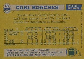 1982 Topps #104 Carl Roaches Back