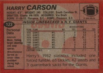 1983 Topps #123 Harry Carson Back