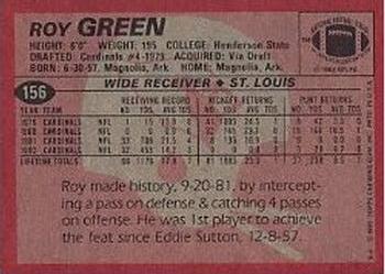 1983 Topps #156 Roy Green Back