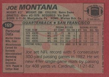 1983 Topps #169 Joe Montana Back