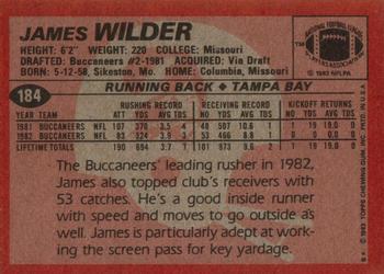 1983 Topps #184 James Wilder Back