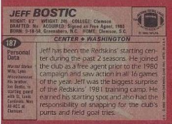 1983 Topps #187 Jeff Bostic Back