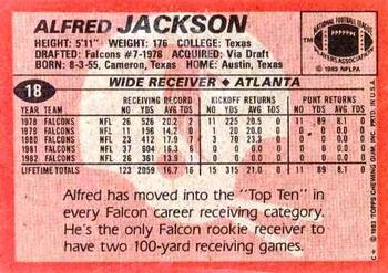 1983 Topps #18 Alfred Jackson Back
