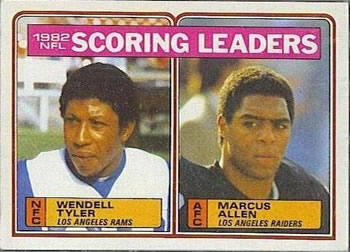 1983 Topps #205 1982 Scoring Leaders - Wendell Tyler / Marcus Allen Front