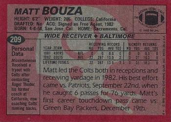 1983 Topps #209 Matt Bouza Back