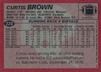 1983 Topps #220 Curtis Brown Back