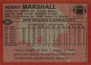 1983 Topps #291 Henry Marshall Back