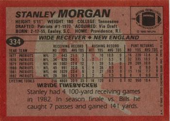 1983 Topps #334 Stanley Morgan Back