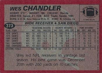 1983 Topps #373 Wes Chandler Back