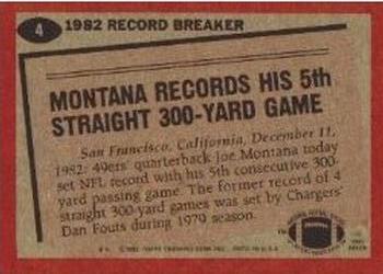1983 Topps #4 Joe Montana Back
