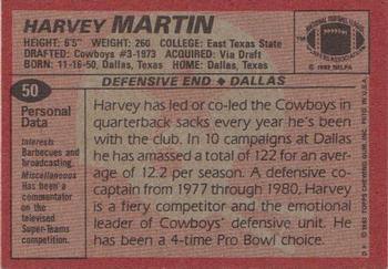 1983 Topps #50 Harvey Martin Back