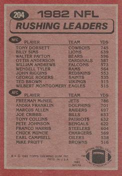 1983 Topps #204 1982 Rushing Leaders - Tony Dorsett / Freeman McNeil Back