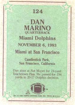 1984 Topps #124 Dan Marino Back