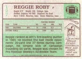 1984 Topps #127 Reggie Roby Back