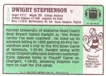 1984 Topps #129 Dwight Stephenson Back