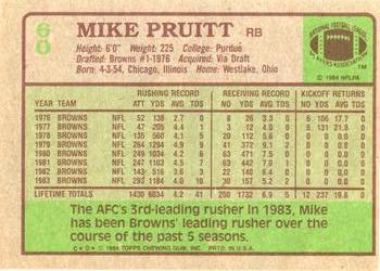 1984 Topps #60 Mike Pruitt Back