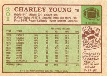 1984 Topps #201 Charle Young Back