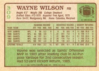 1984 Topps #309 Wayne Wilson Back