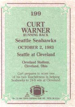 1984 Topps #199 Curt Warner Back