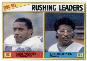 1984 Topps #204 1983 Rushing Leaders (Curt Warner / Eric Dickerson) Front