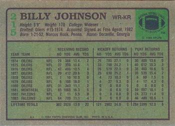 1984 Topps #215 Billy Johnson Back
